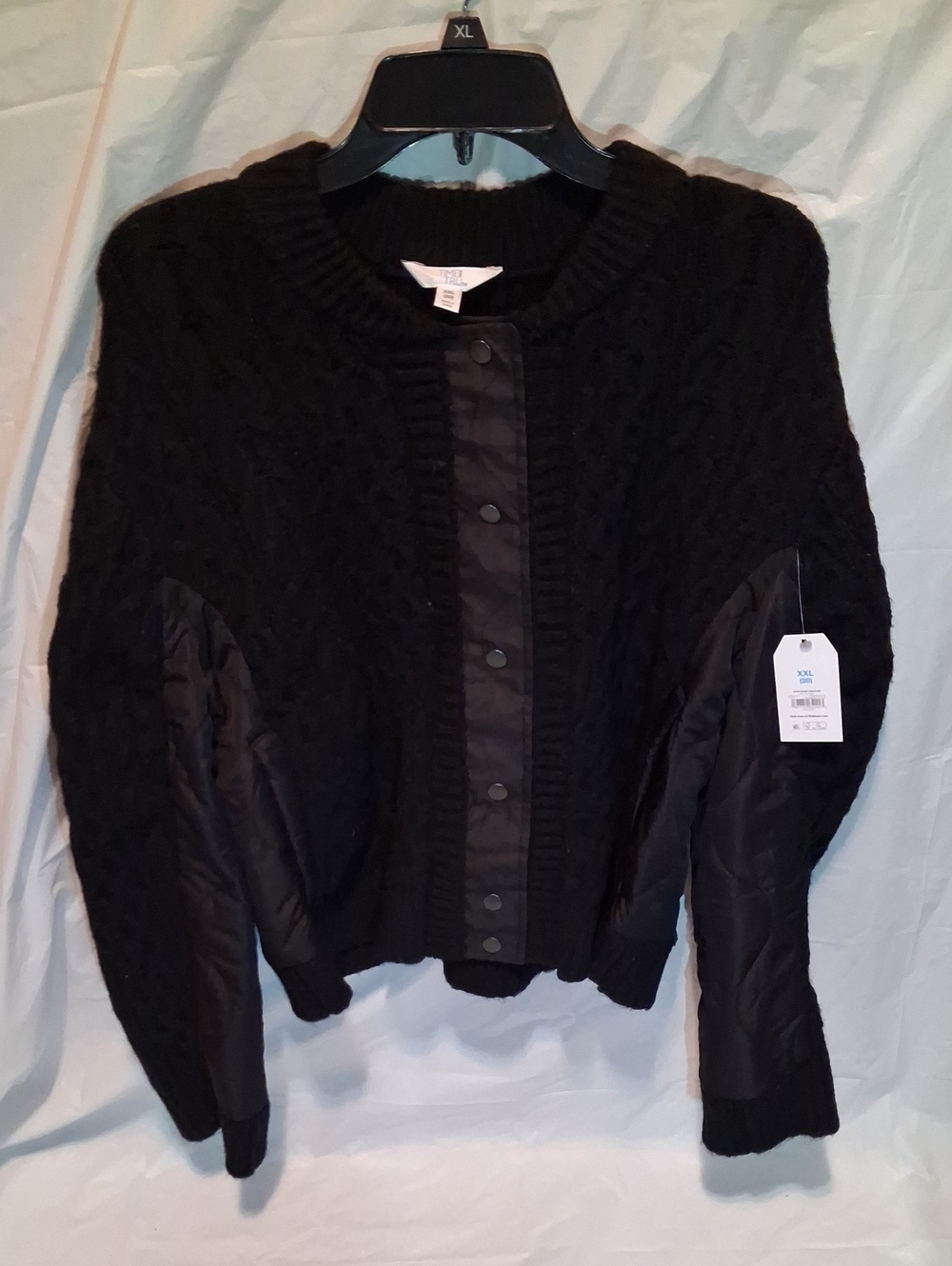 ✨NWT✨ Time and Tru Black Snap Front Cable Cardigan Sweater Plus Size XXL (20)